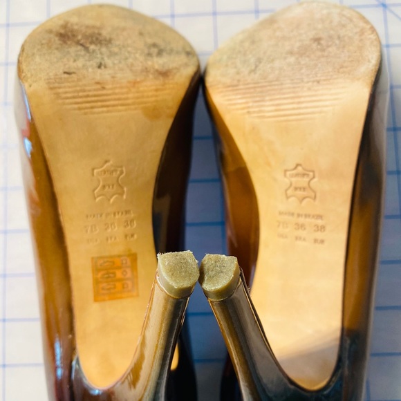 Aldo Brown Ombré Patent Leather heels Platform Pumps Pointy Toe Size 6M - Picture 8 of 8